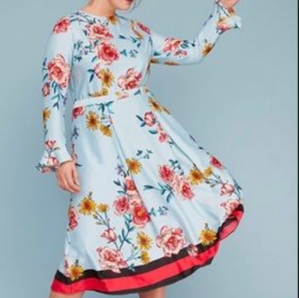 Lane Bryant X Fast Roma Romantic Vintage Flora Midi Ice Blue Dress size 22